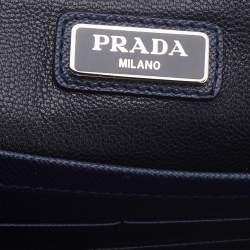 Pre Owned Prada Navy Blue Saffiano Leather Voyage Clutch