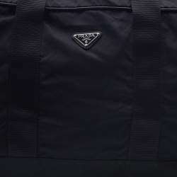 Prada Black Nylon and Saffiano Leather Duffel Bag