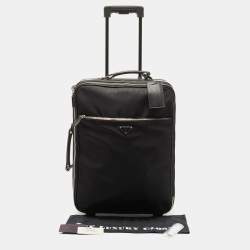 Pre Owned Prada Black Nylon and Saffiano Leather Luggage 50