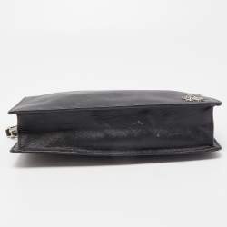 Prada Black Saffiano Lux Leather Porter Logo Wristlet Clutch