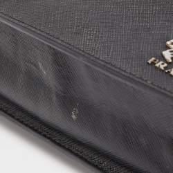 Prada Black Saffiano Lux Leather Porter Logo Wristlet Clutch