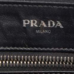 Prada Black Saffiano Lux Leather Porter Logo Wristlet Clutch