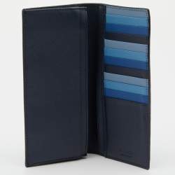Pre Owned Prada Blue Saffiano Lux Leather Long Wallet