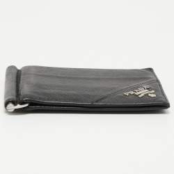 Prada Saffiano Metal Leather Money Clip Bifold Wallet