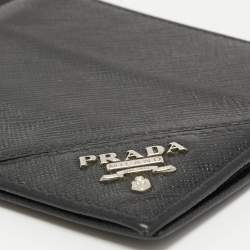 Prada Saffiano Metal Leather Money Clip Bifold Wallet