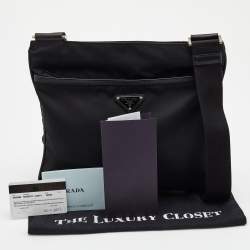 Prada Black Tessuto Nylon and Leather Messenger Bag