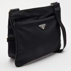 Prada Black Tessuto Nylon and Leather Messenger Bag
