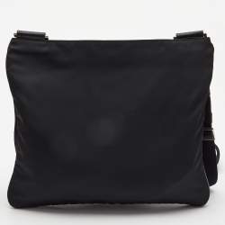 Prada Black Tessuto Nylon and Leather Messenger Bag