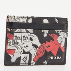 Pre Owned Prada Multicolor Vitello Leather Comic Card Holder