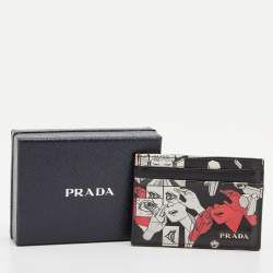 Pre Owned Prada Multicolor Vitello Leather Comic Card Holder