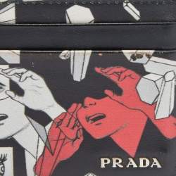 Pre Owned Prada Multicolor Vitello Leather Comic Card Holder