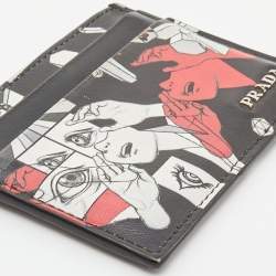 Pre Owned Prada Multicolor Vitello Leather Comic Card Holder