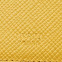 Prada Grey Saffiano Cuir Leather Triangle Logo Bifold Card Case