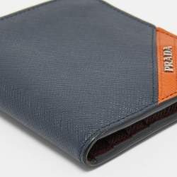 Pre Owned Prada Tricolor Saffiano Stripe Leather Bifold Wallet