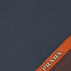 Pre Owned Prada Tricolor Saffiano Stripe Leather Bifold Wallet