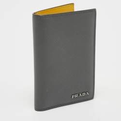 Pre Owned Prada Grey Saffiano Lux Leather Card Case