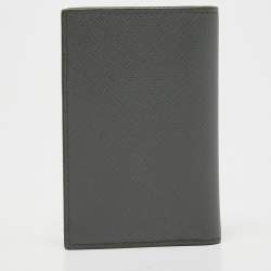 Pre Owned Prada Grey Saffiano Lux Leather Card Case