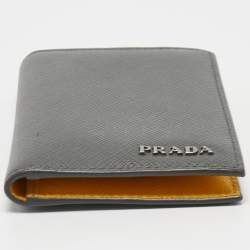 Pre Owned Prada Grey Saffiano Lux Leather Card Case