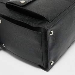 Prada Black Leather Double Pocket Briefcase Bag