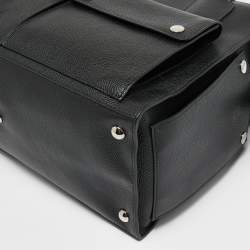 Prada Black Leather Double Pocket Briefcase Bag