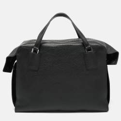 Prada Black Leather Double Pocket Briefcase Bag