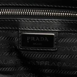 Prada Black Leather Double Pocket Briefcase Bag