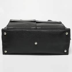 Prada Black Leather Double Pocket Briefcase Bag
