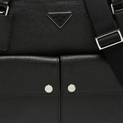 Prada Black Leather Double Pocket Briefcase Bag