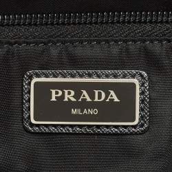 Prada Black/Metallic Grey Tessuto Metal Duffel Bag