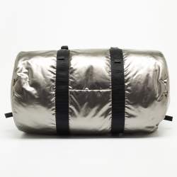 Prada Black/Metallic Grey Tessuto Metal Duffel Bag