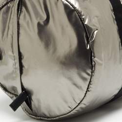 Prada Black/Metallic Grey Tessuto Metal Duffel Bag