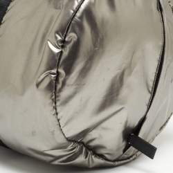 Prada Black/Metallic Grey Tessuto Metal Duffel Bag