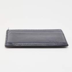 Prada Navy Blue Saffiano Metal Leather Card Holder