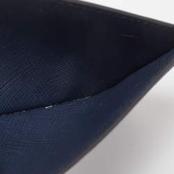 Prada Navy Blue Saffiano Metal Leather Card Holder