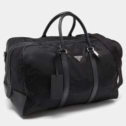 Prada Black Nylon and Leather Duffle Bag