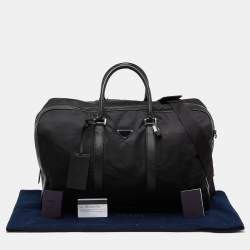 Prada Black Nylon and Leather Duffle Bag