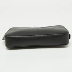 Prada Black Saffiano Leather Wristlet Zip Pouch