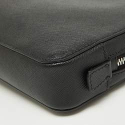 Prada Black Saffiano Leather Wristlet Zip Pouch