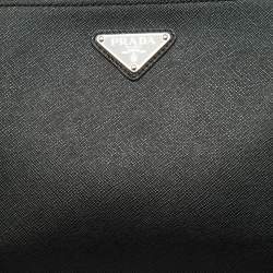 Prada Black Saffiano Leather Wristlet Zip Pouch
