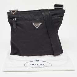 Prada Black Nylon Zip Messengers Bag