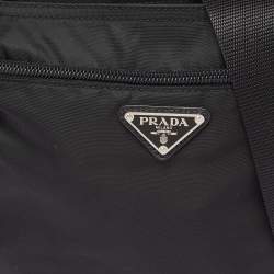 Prada Black Nylon Zip Messengers Bag