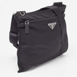 Prada Black Nylon Zip Messengers Bag