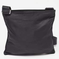Prada Black Nylon Zip Messengers Bag