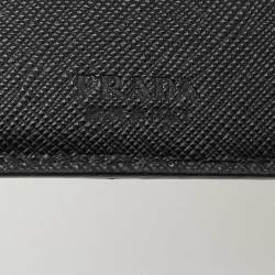 Pre Owned Prada Black Saffiano Metal Leather Logo Bifold Wallet