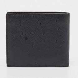 Pre Owned Prada Black Saffiano Metal Leather Logo Bifold Wallet