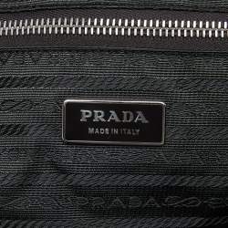 Prada Blue/Brown Canvas and Leather Weekender Bag