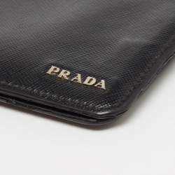Pre Owned Prada Black Saffiano Leather Bifold Wallet