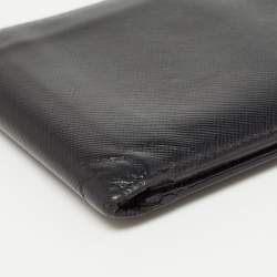 Pre Owned Prada Black Saffiano Leather Bifold Wallet