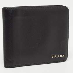Pre Owned Prada Black Saffiano Leather Bifold Wallet