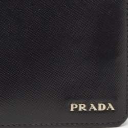 Pre Owned Prada Black Saffiano Leather Bifold Wallet
